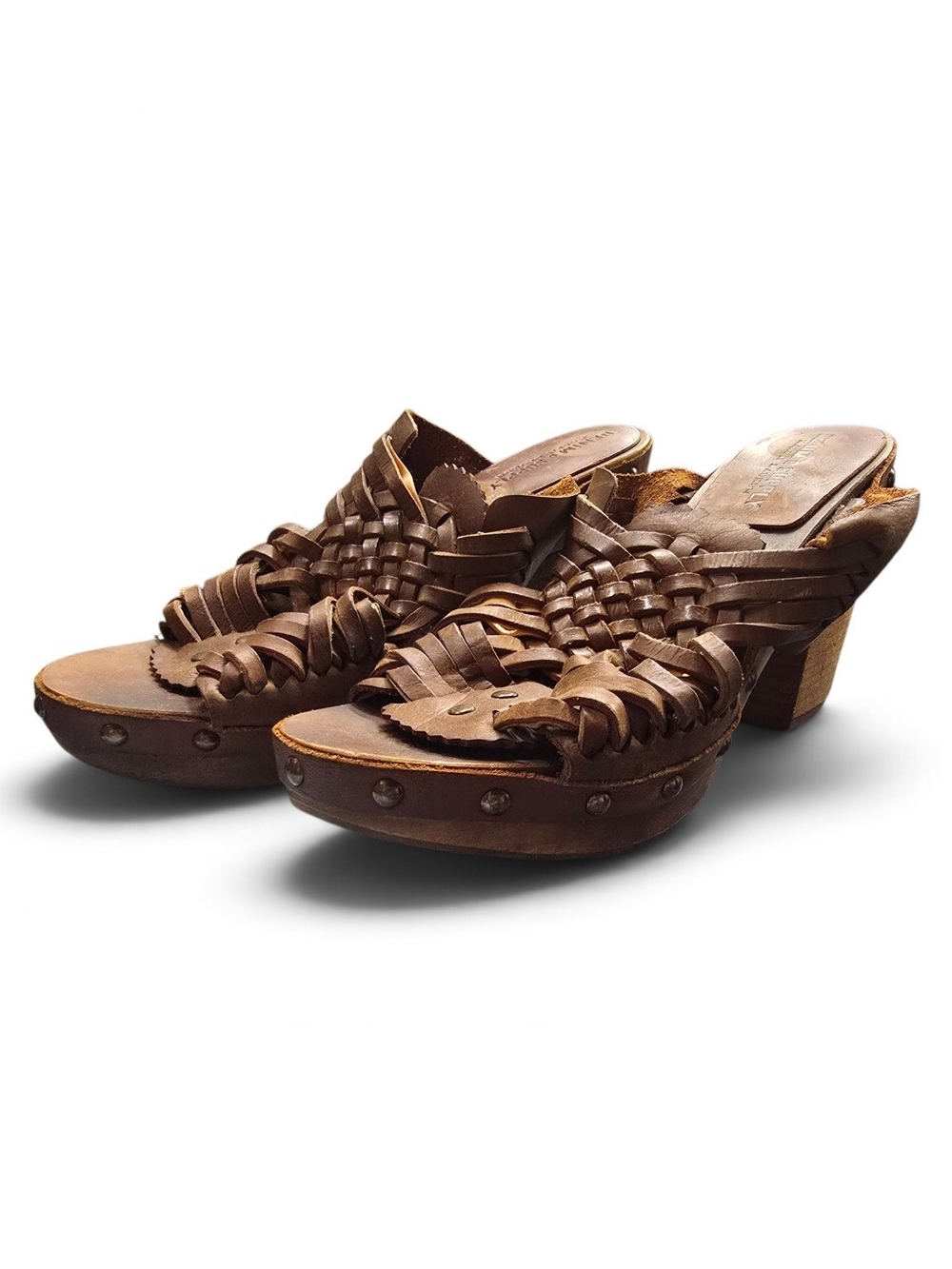 Denim & Supply Ralph Lauren Brown Woven Leather Clog Mules